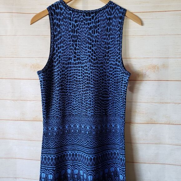 Etcetera Fit and Flare Knit Sleeveless Dress Blue Black Women's Size Medium - Picture 5 of 8